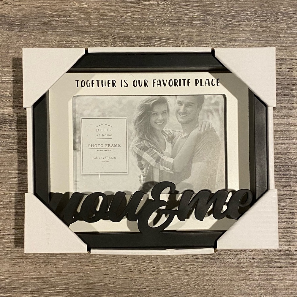 You & Me 4x6 photo black and white frame